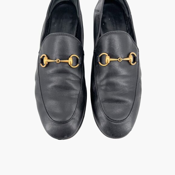 Gucci Brixton Horsebit Flat Loafers Black Leather Size 39 US 9 Women Jordaan - Picture 3 of 15